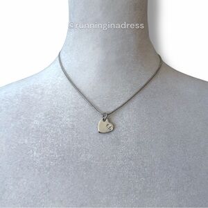 Vintage Christian Dior Silver Tone Heart Pendant Necklace CD Logo